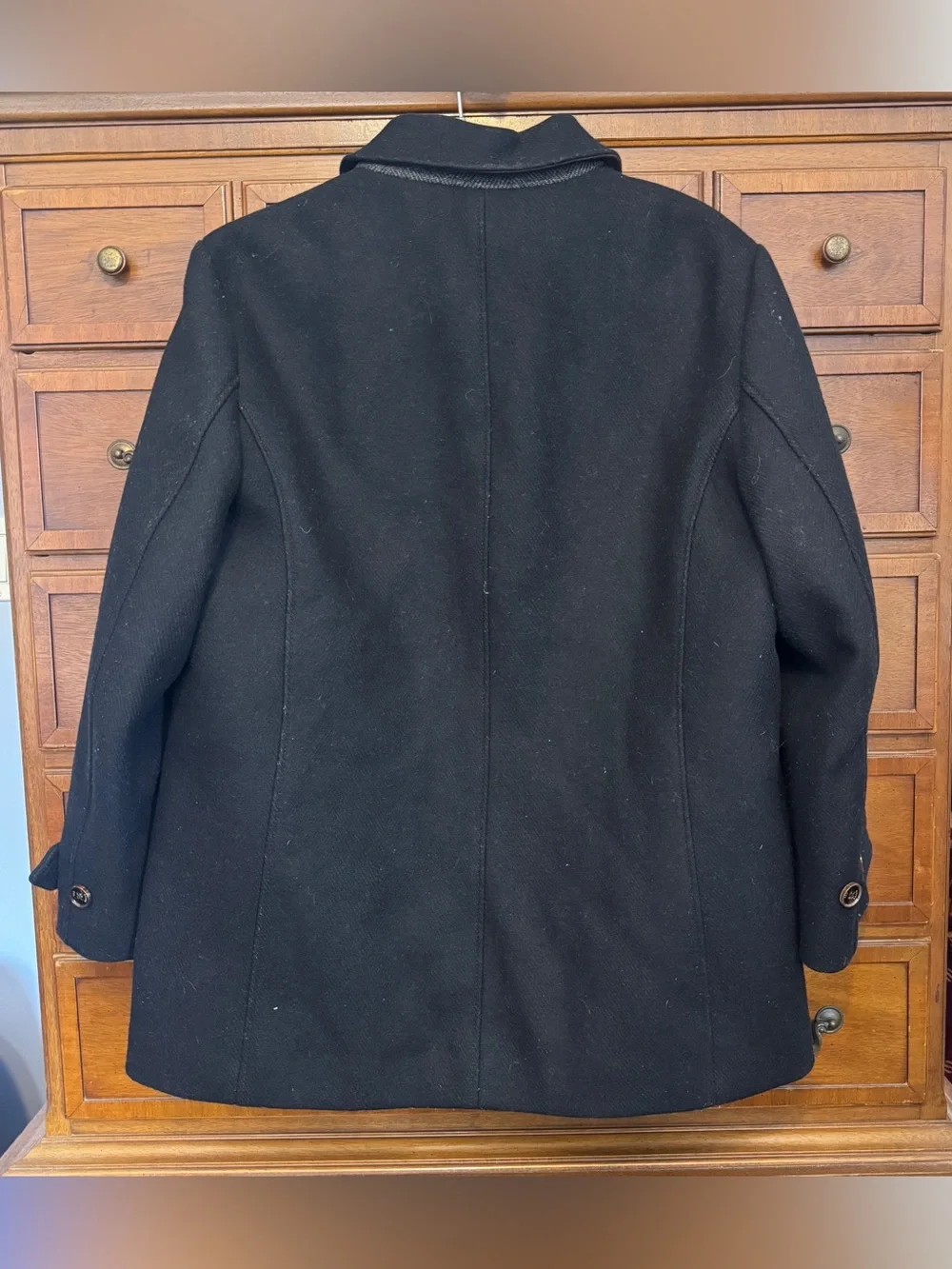 Ted Baker Osmond Wool Blend Car Coat Black Italian Fabric Men’s Large Size 5